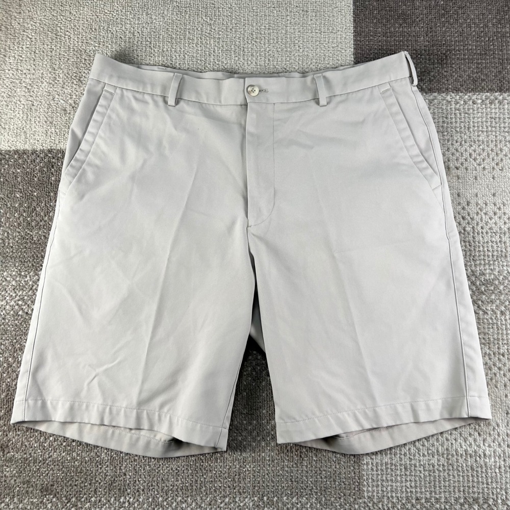 Peter Millar Crown Sport Mens Khaki Performance Golf Shorts Size 36